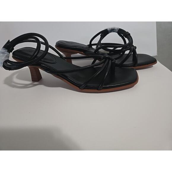 coutgo women's strappy heels sandals le strap kitten heels Summer Shoes Black - Picture 5 of 15